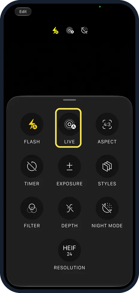 iPhone screen: Or use the camera controls