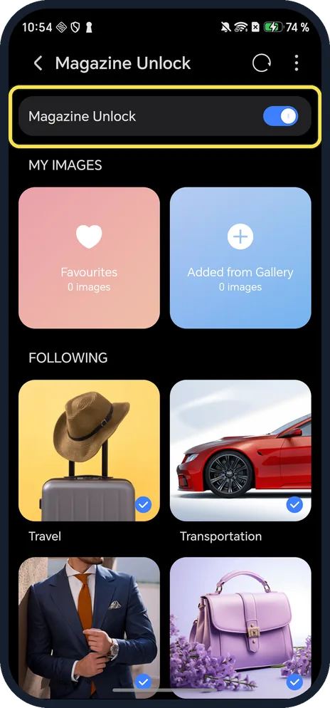 Android screenshot: Open Magazine Unlock