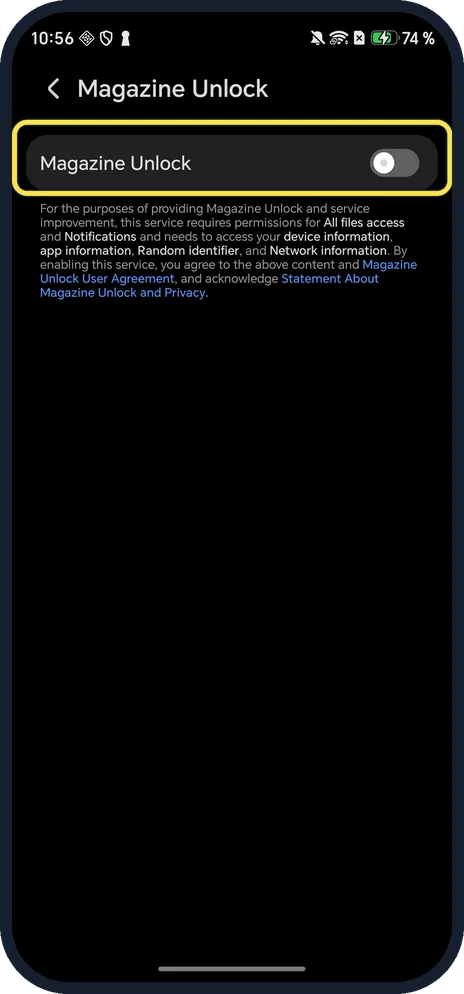 Screenshot from the guide: How to turn off Magazine Unlock on an HONOR phone (stop the lock screen picture changing)