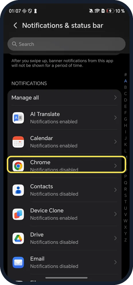 Android screenshot: Tap the app