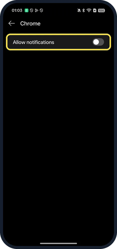 Screenshot from the guide: How to turn off notifications for one app on an OPPO phone