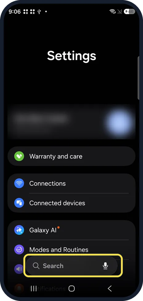 Screenshot from the guide: How to turn off Now brief on a Samsung Galaxy (S26, One UI 9)
