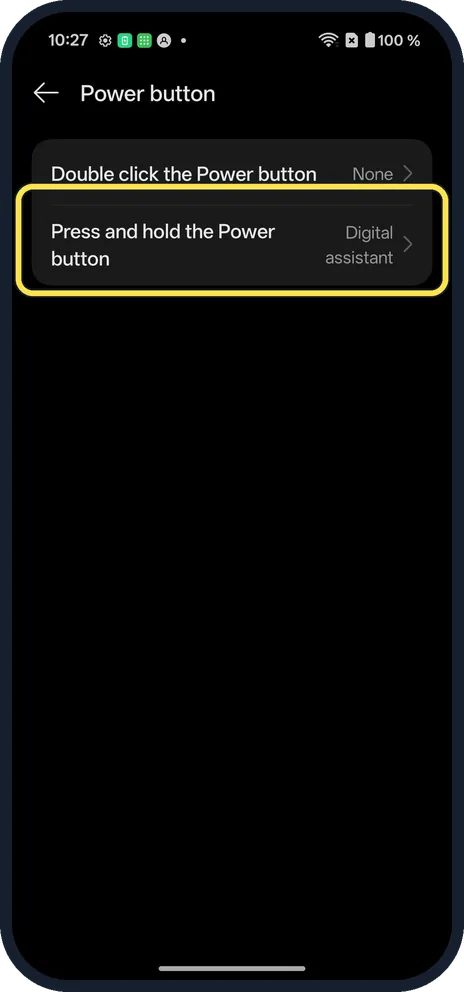 Android screenshot: Change it in Settings
