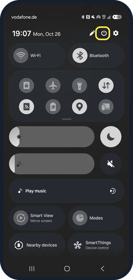 Screenshot from the guide: How to turn off or restart a Samsung Galaxy (One UI 9)