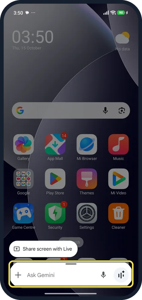 Android screenshot: Why holding Power opens Gemini