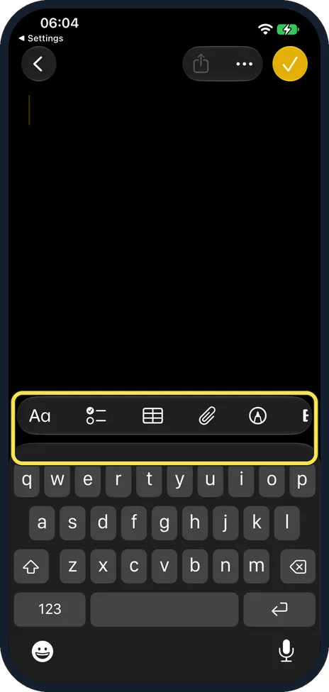 iPhone screen: Check the keyboard