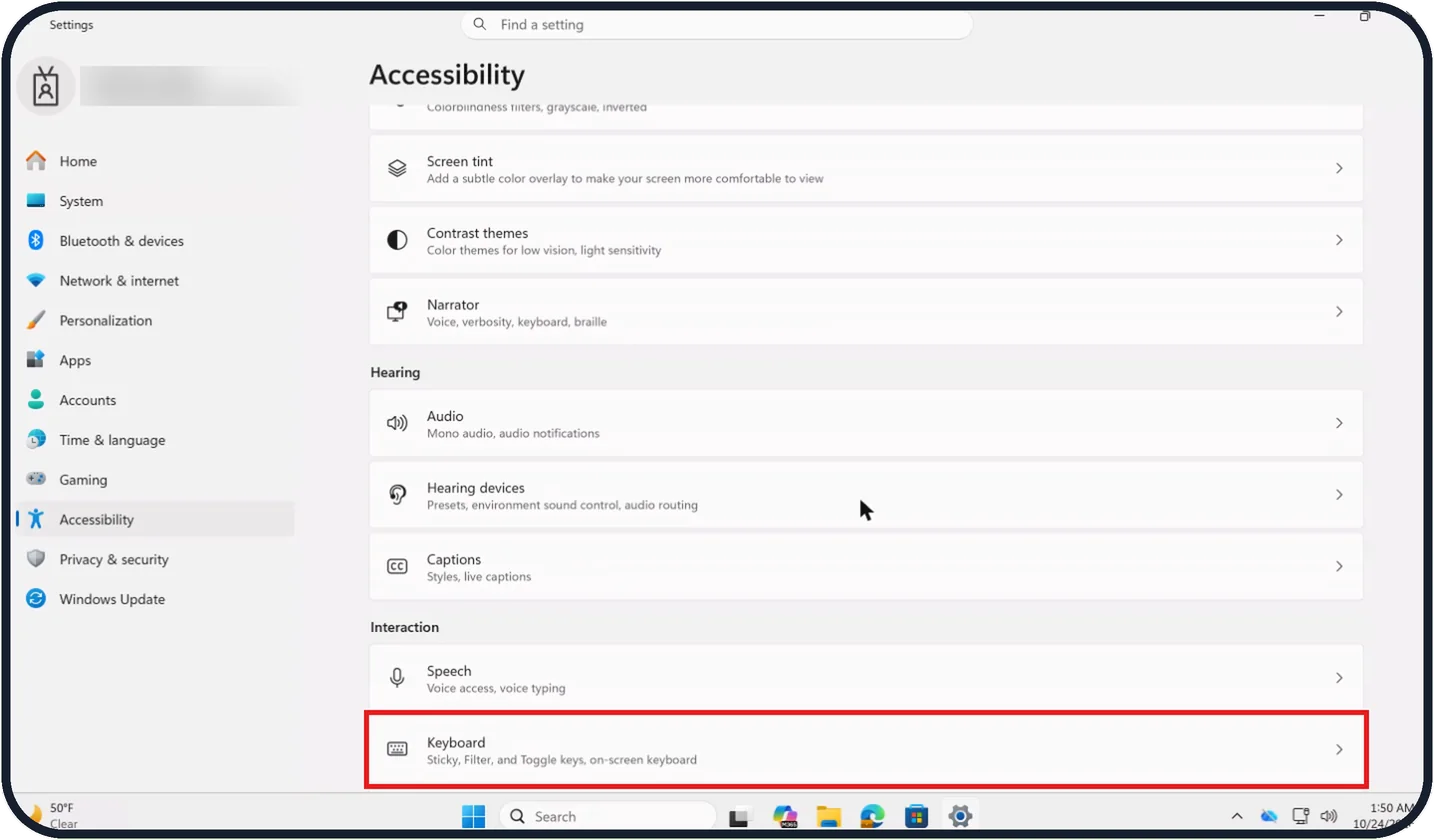 Picture from: Turn off Sticky Keys on Windows 11