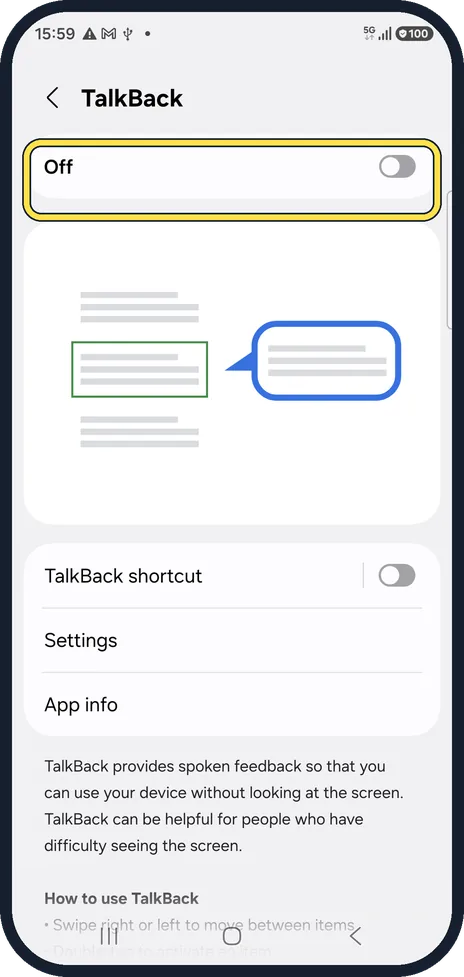 Android screenshot: Switch it off