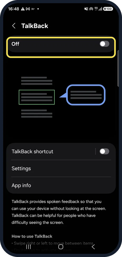 Android screenshot: Switch it off
