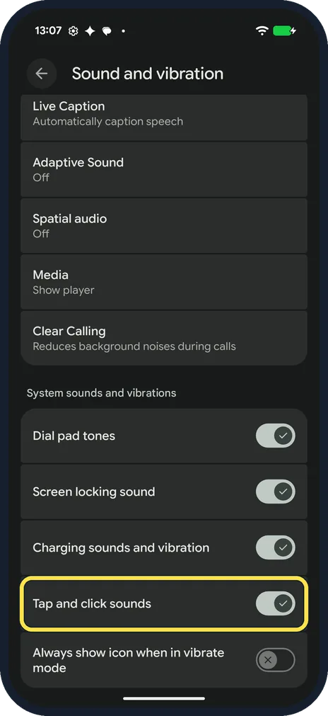 Android screenshot: Turn it back on