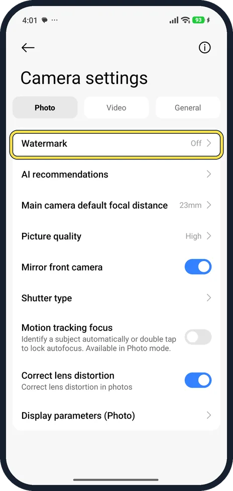 Android screenshot: Tap Watermark