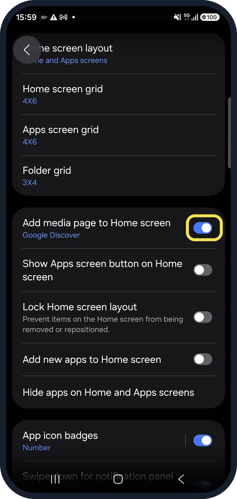 Android screenshot: Switch it off