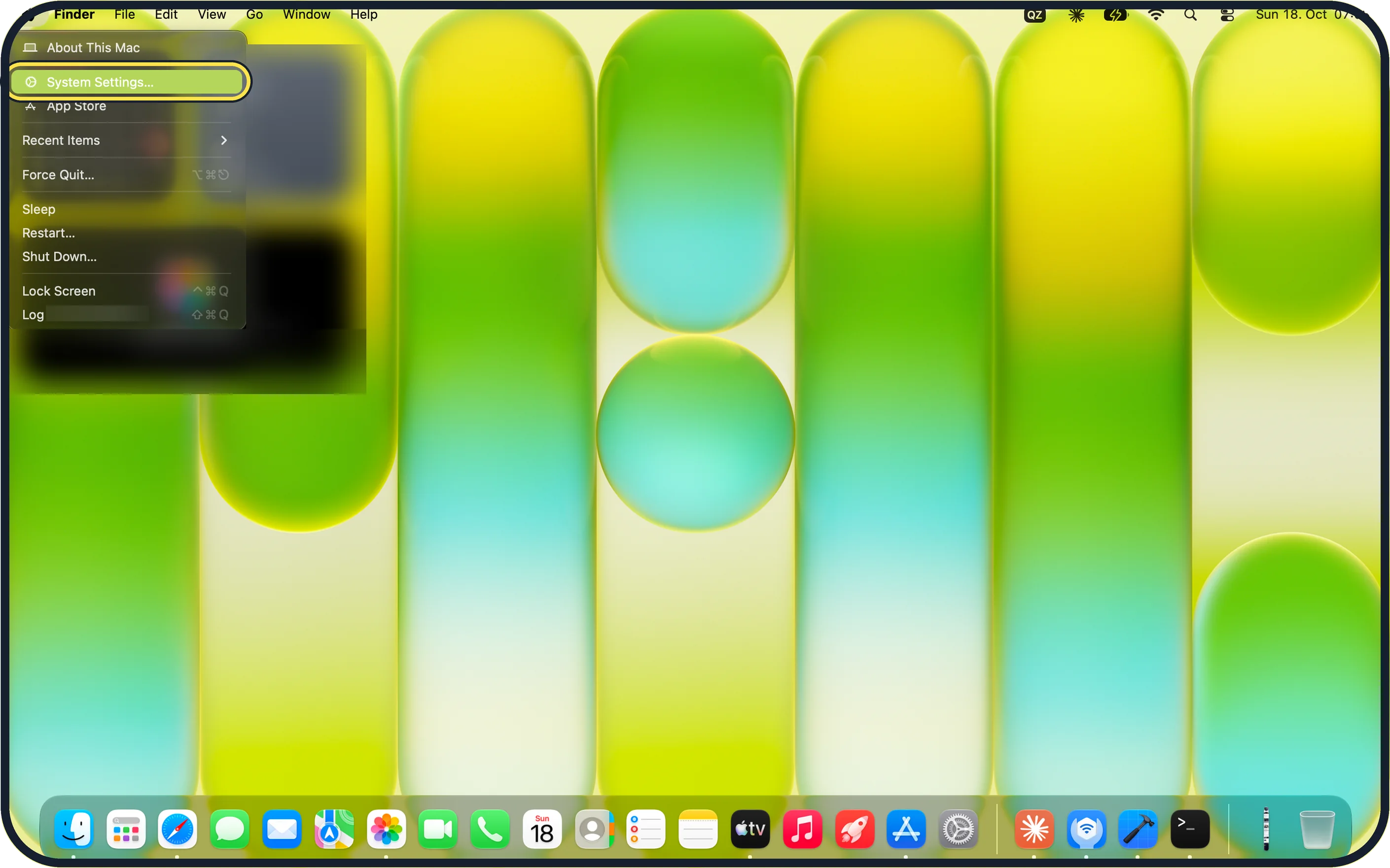 Mac screenshot: Open System Settings