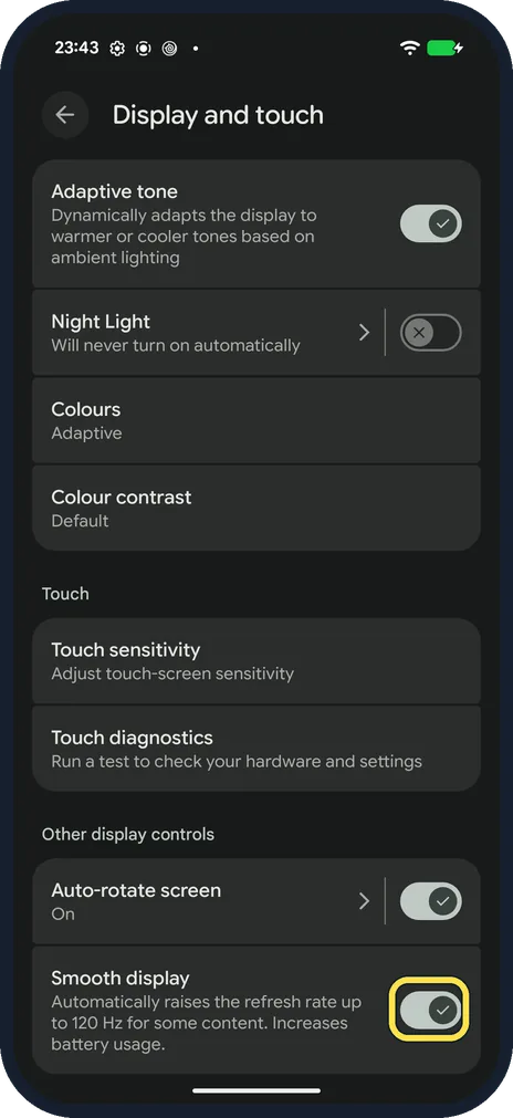 Android screenshot: Turn it on
