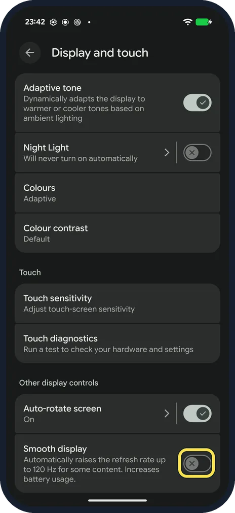 Android screenshot: Turn it off again to save battery