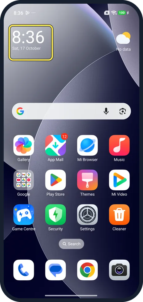Android screenshot: Check the home screen