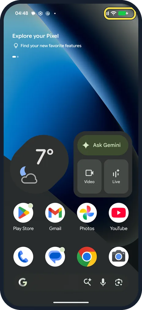 Android screenshot: Don't expect a 5G icon on Wi-Fi