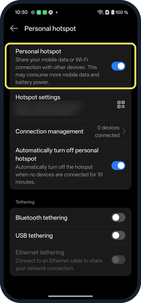 Android screenshot: Switch it on