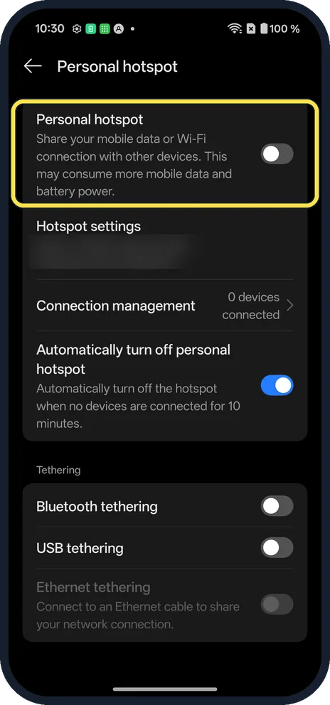 Android screenshot: Switch it off
