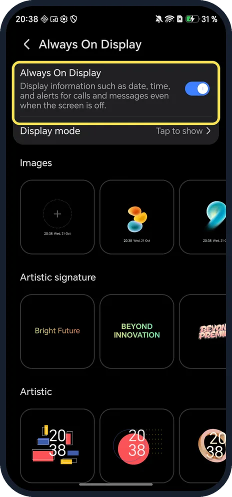 Android screenshot: Turn it on