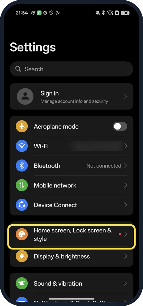Screenshot from the guide: How to turn on Always-On Display on an OPPO phone (ColorOS 16)
