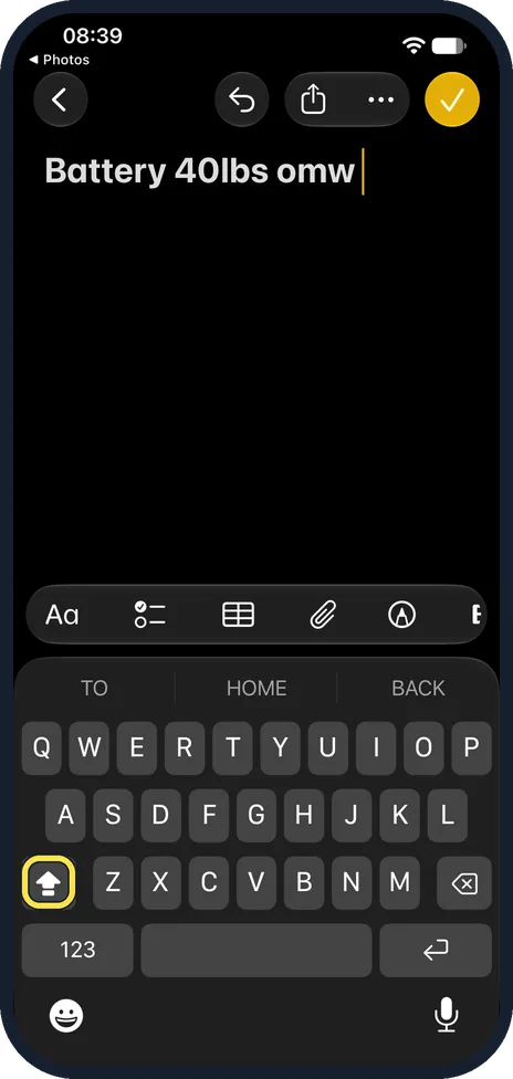 Screenshot from the guide: How to turn on Caps Lock on an iPhone