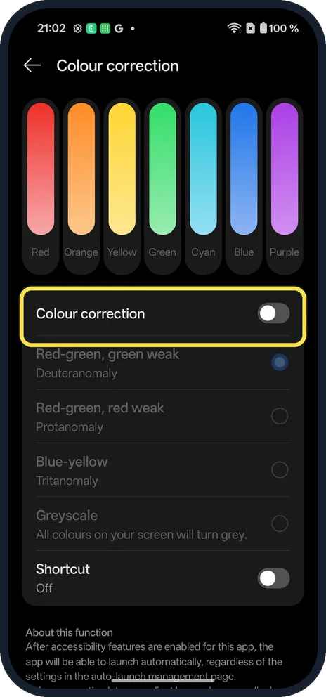 Android screenshot: Switch it off