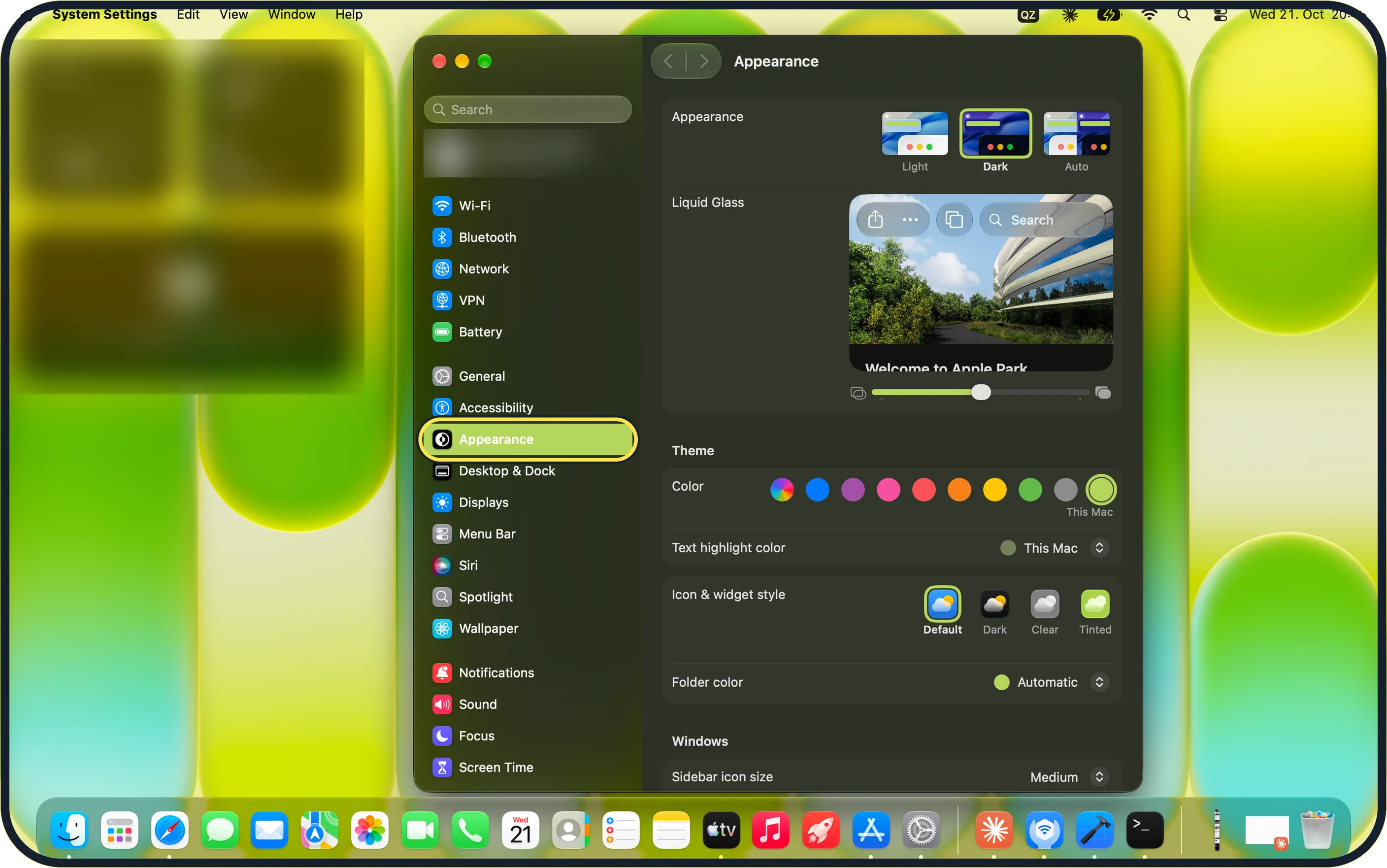 Screenshot from the guide: How to turn on dark mode on a Mac