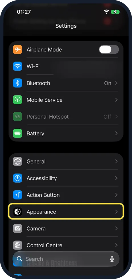 Screenshot from the guide: How to turn on Dark Mode on an iPhone
