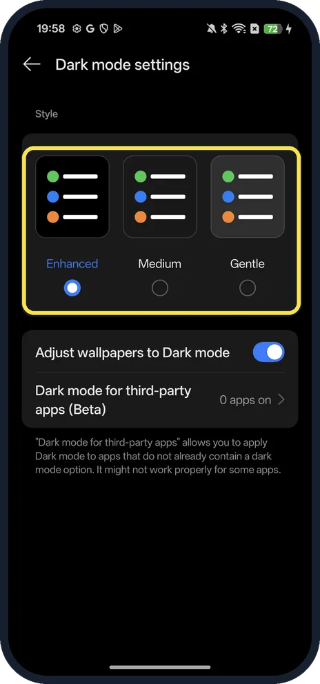 Android screenshot: Pick a style
