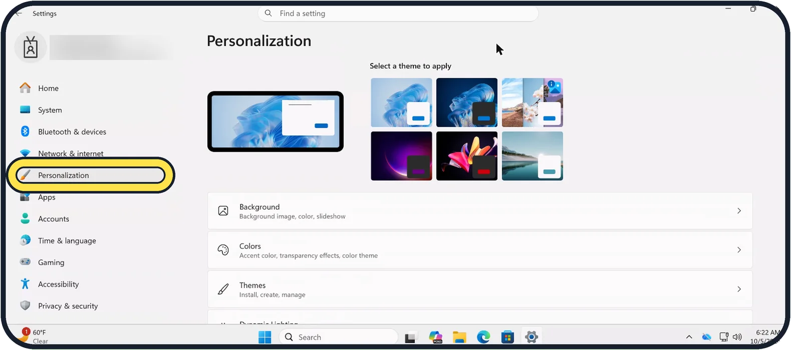 Screenshot from the guide: How to turn on dark mode on Windows 11
