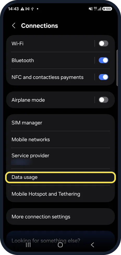 Screenshot from the guide: How to turn on Data saver on a Samsung Galaxy