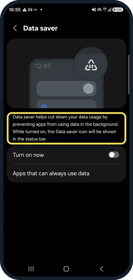 Android screenshot: Know what it does