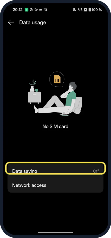 Screenshot from the guide: How to turn on Data saving on a OnePlus (OxygenOS 16)
