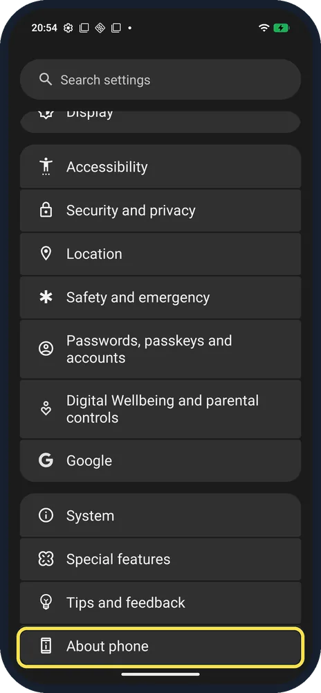 Screenshot from the guide: How to turn on Developer options on a Nothing Phone