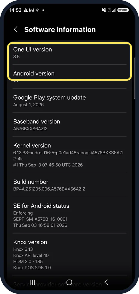 Android screenshot: Check your version while you are here