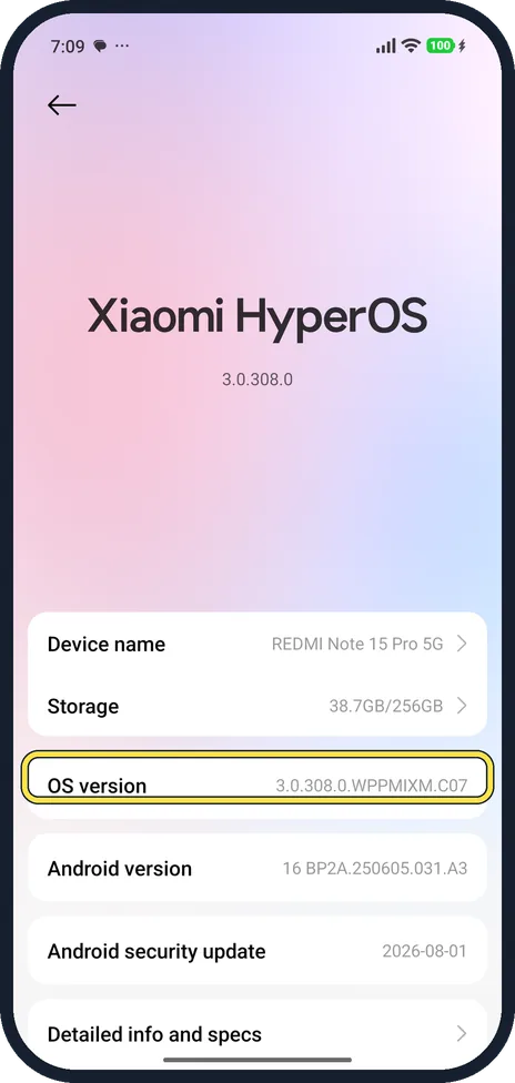 Screenshot from the guide: How to turn on Developer options on a Xiaomi phone (HyperOS 3)