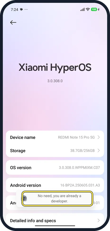 Android screenshot: Already on?