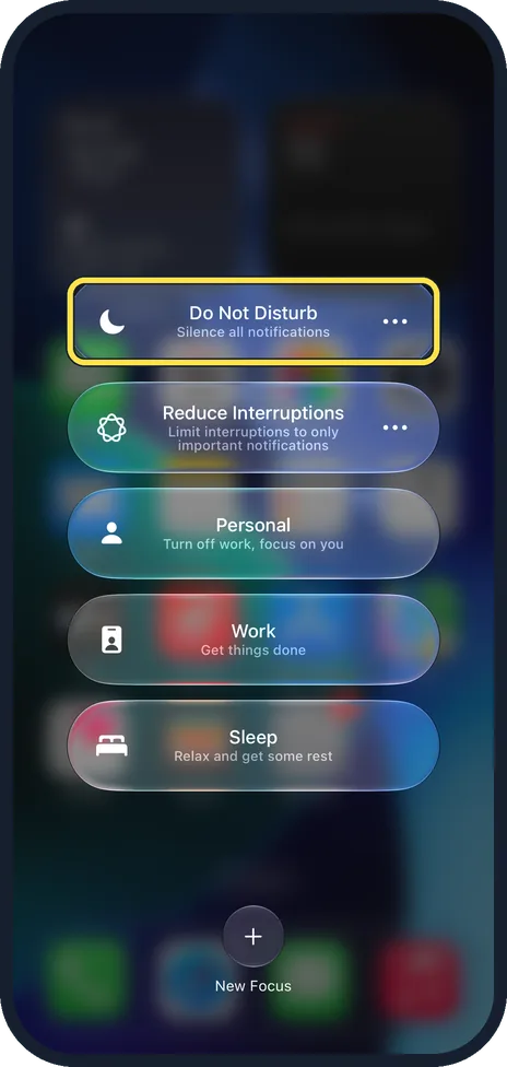 iPhone screen: Tap Do Not Disturb