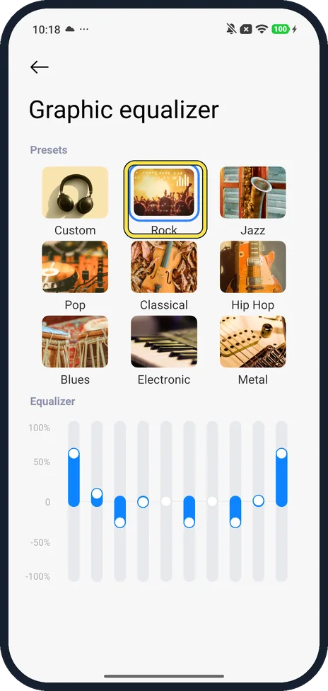 Android screenshot: Check the preset is on