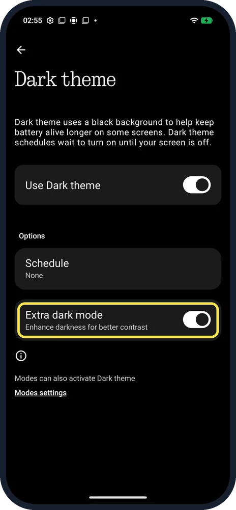 Android screenshot: Check it is on