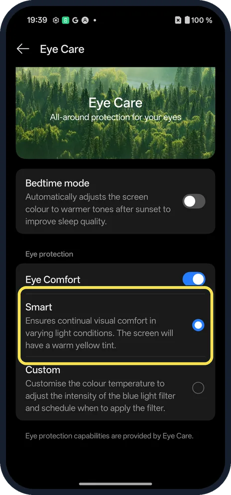 Android screenshot: Smart or Custom