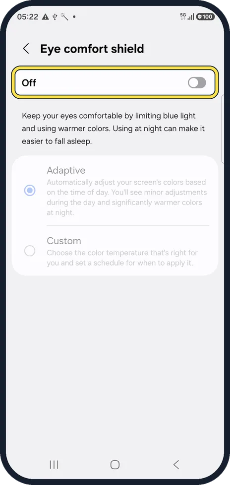 Android screenshot: Switch it on