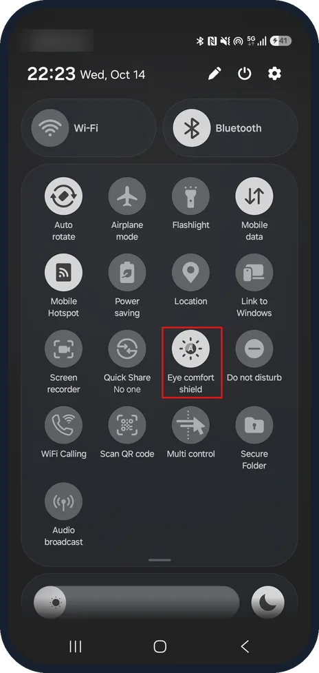Android screenshot: Use the quick panel