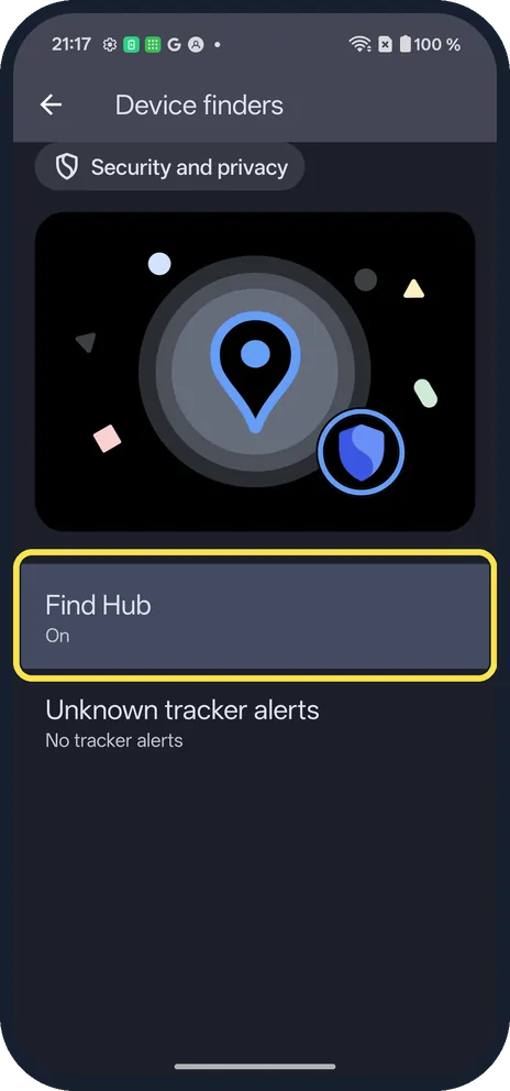 Android screenshot: Open Device finders
