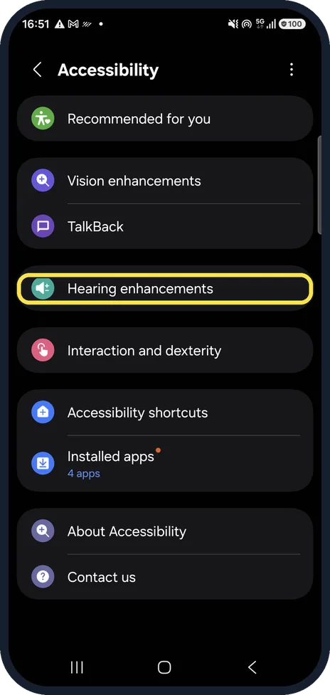 Screenshot from the guide: How to turn on Live Caption on a Samsung Galaxy