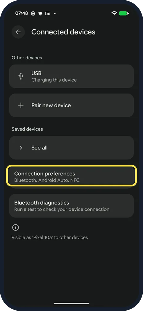 Screenshot from the guide: How to turn on NFC on a Google Pixel (Android 17)
