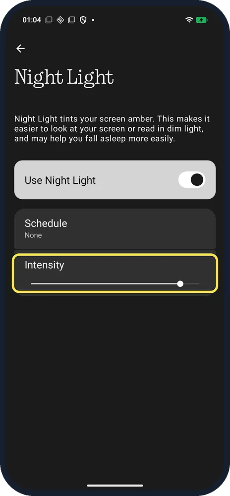 Screenshot from the guide: How to turn on Night Light on a Nothing Phone (Nothing OS 4.1)