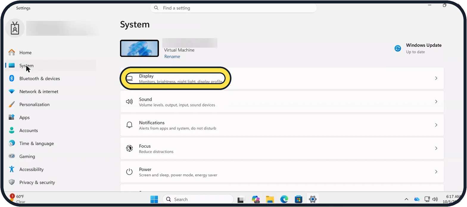Screenshot from the guide: How to turn on Night light on Windows 11
