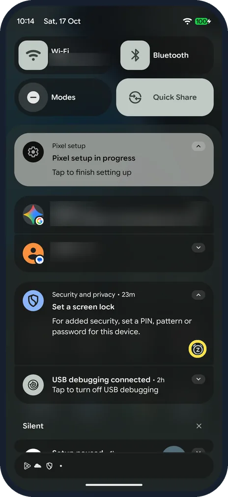 Android screenshot: Tap the snooze icon on a notification